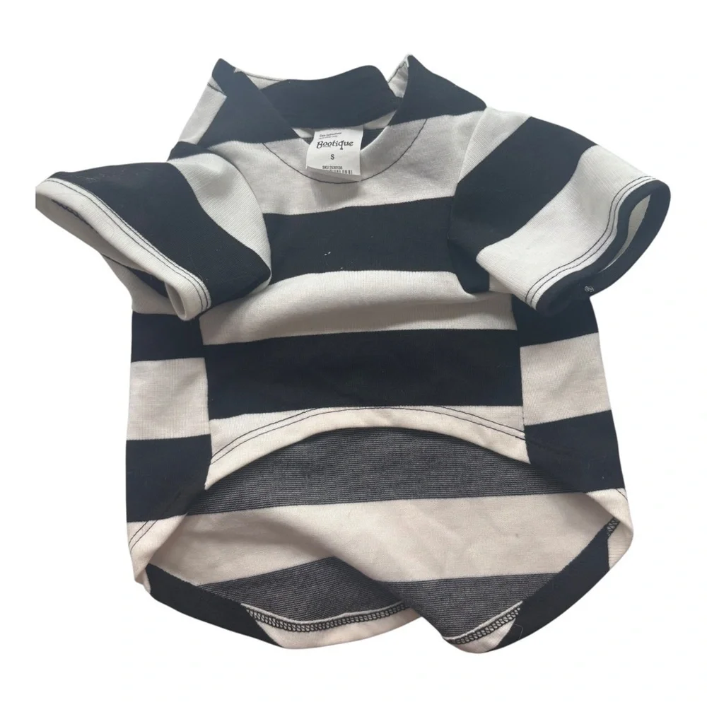 Bootique prisoner pet- ltentiary black white striped Pet Costume Small